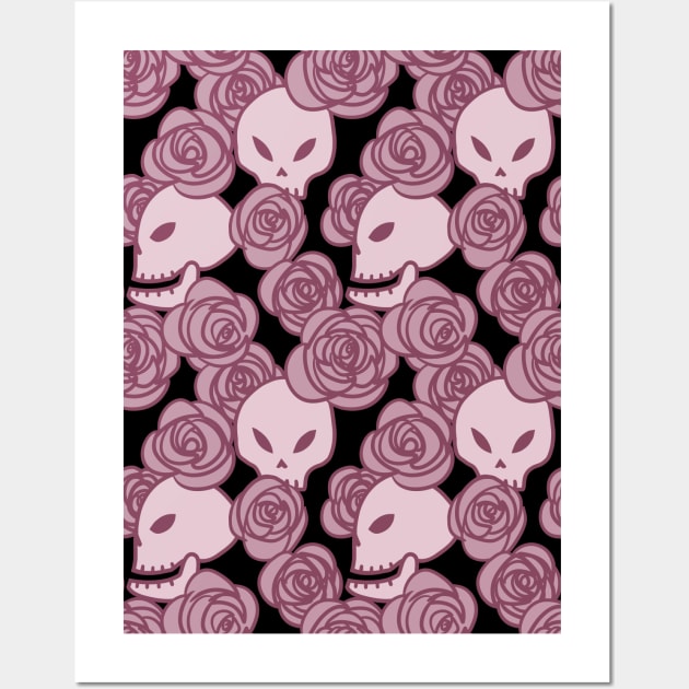 Skulls and Roses (Pink) Wall Art by inatorinator